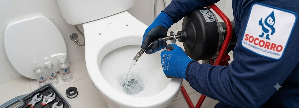 Profissional realizando Desentupidora de Vasos Sanitários em Imbituba