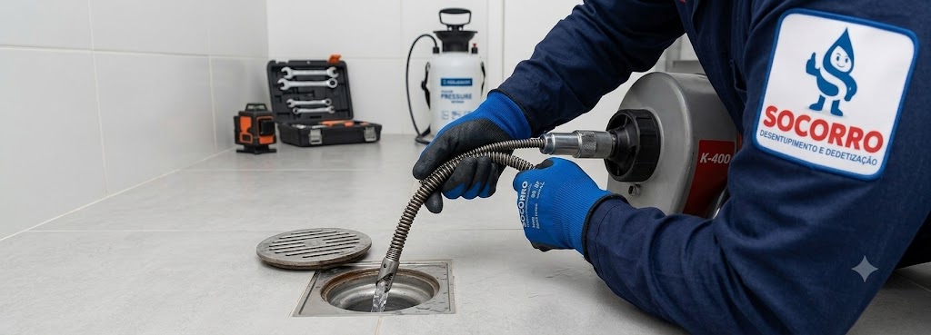 Profissional realizando Desentupimento de Ralos em Imbituba